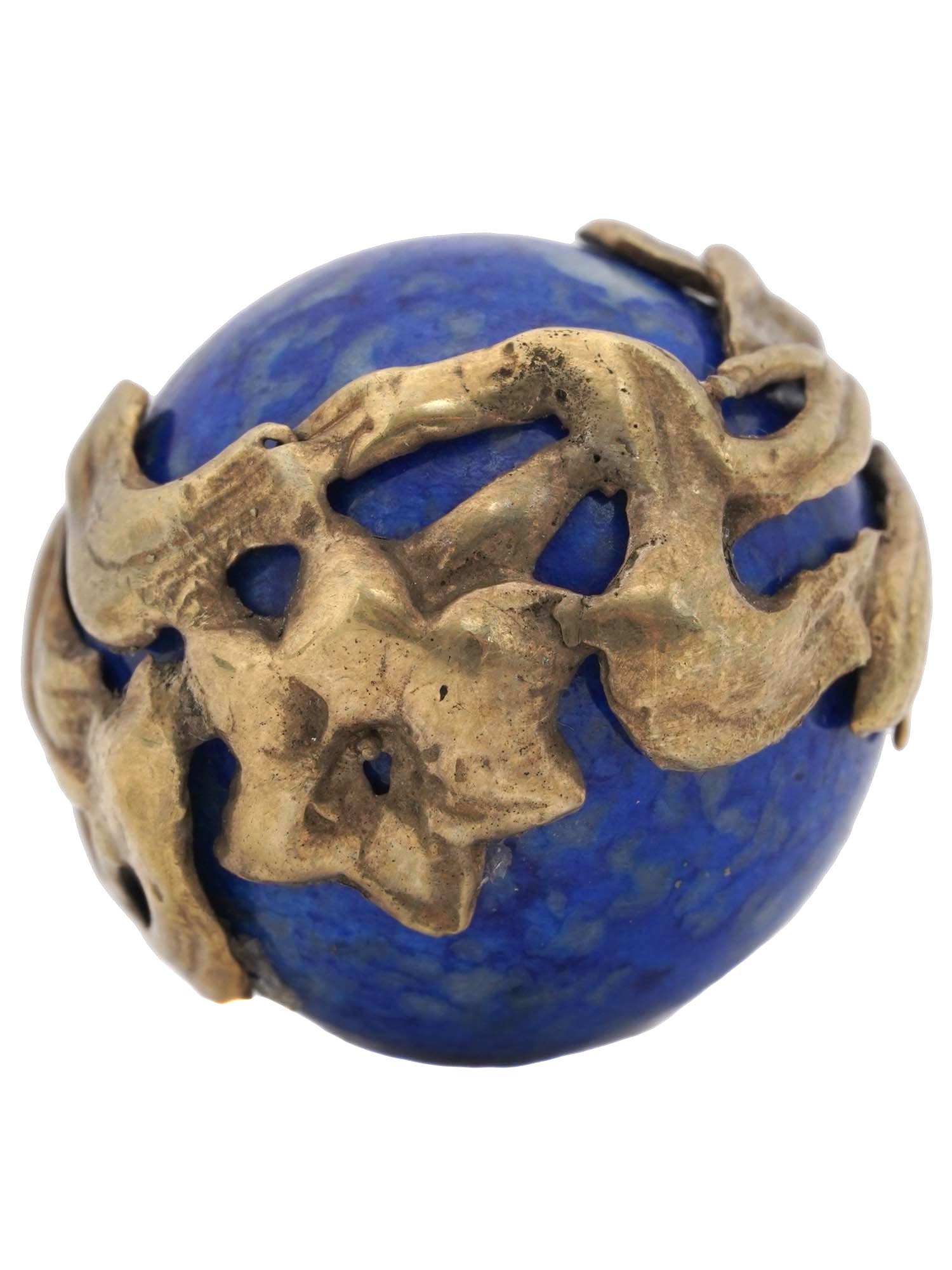 RUSSIAN LAPIS LAZULI AND GILT SILVER EGG PENDANT PIC-4